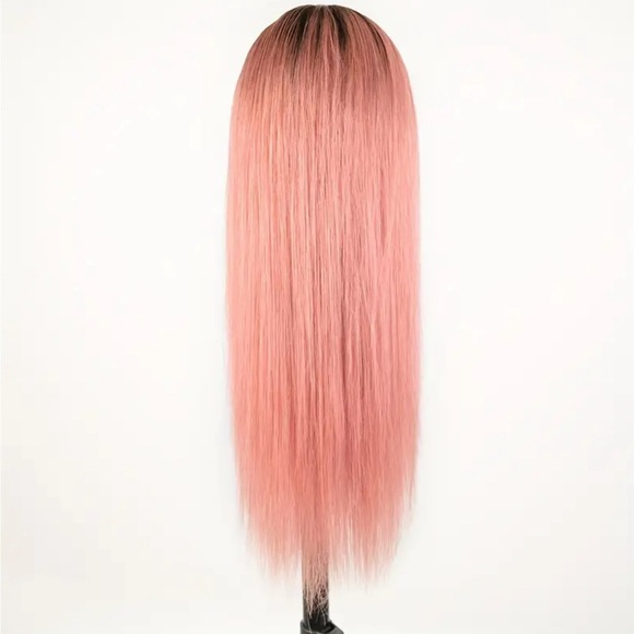 200% Density 18” #4/Pink Straight Human Hair Colored Wig - Picture 9 of 10